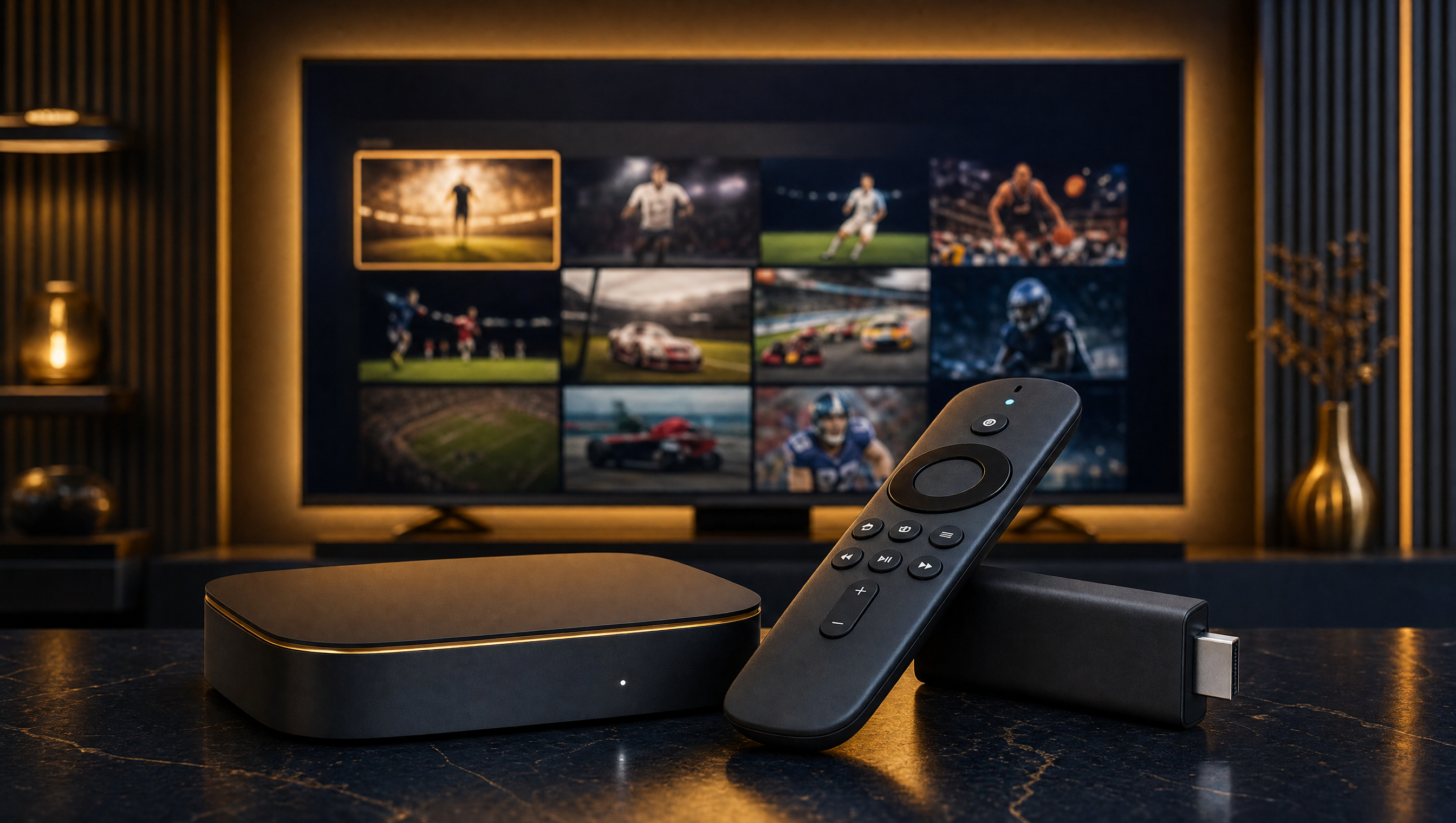 Pantalla de inicio de TiviMate funcionando con Strong 8K en un dispositivo Android TV con guía de canales